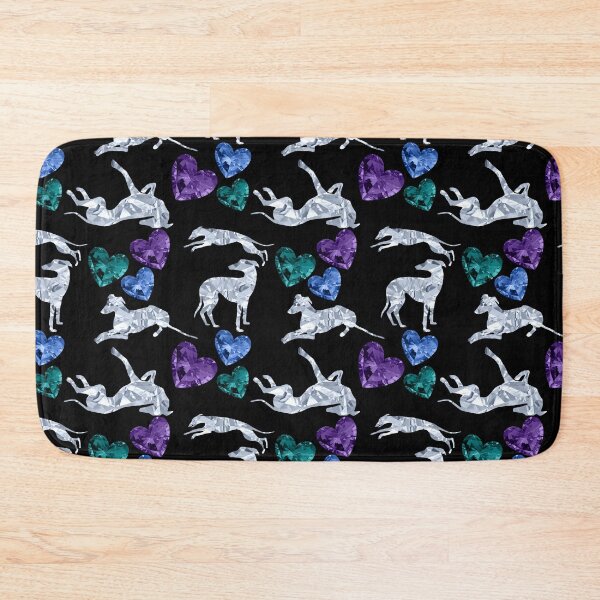 Item preview, Greyhound Diamond Silhouettes with Teal, Purple and Blue Gemstone Hearts designed and sold by GreytGraphicals.
