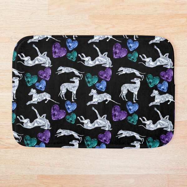 Item preview, Greyhound Diamond Silhouettes with Teal, Purple and Blue Gemstone Hearts designed and sold by GreytGraphicals.