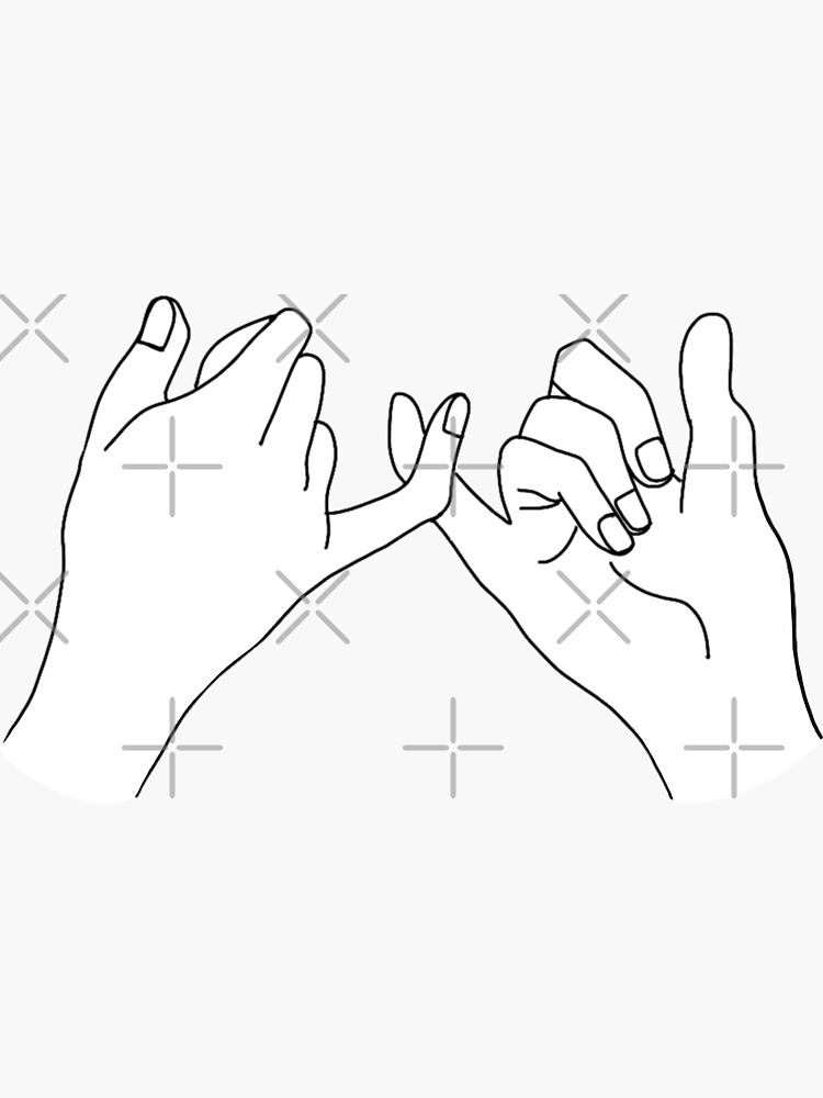Thumbnail 3 of 3, Sticker, Promise Pinky Finger Line Art designed and sold by Dollfacedesign.