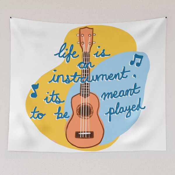 Item preview, Ukulele (Yellow / light blue) - Life is an instrument, it's meant to be played! designed and sold by citrusapple.
