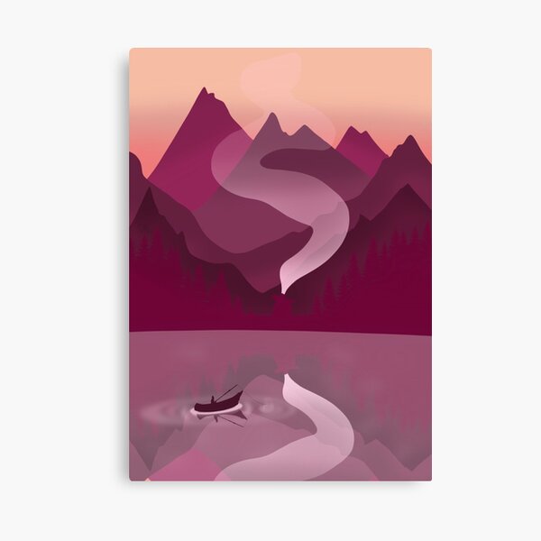 Canoeing in the Magenta Lake Canvas Print
