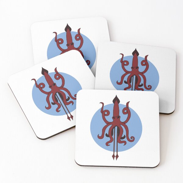 Item preview, Red Squid with Blue Circle designed and sold by SydlinDoodles.