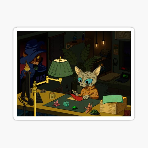 Sphynx Kitty Origami Sticker
