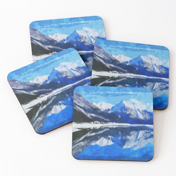 Item preview, Snowy Mountains Reflection in the Icy Lake - Watercolor designed and sold by d1mology.