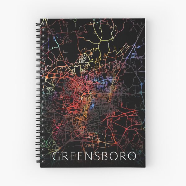 Artikelvorschau, Greensboro City Street Map Dunkler Modus entworfen und verkauft von map-lover.