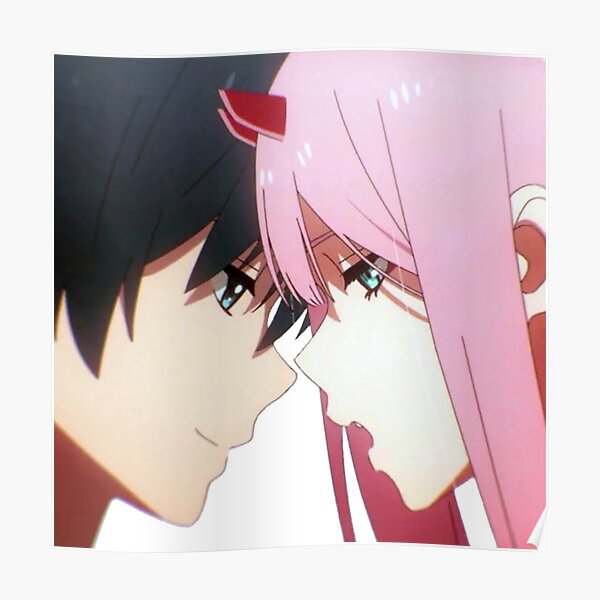 Zero Two Hiro Kiss Design Poster By Dolphin 5k Redbubble