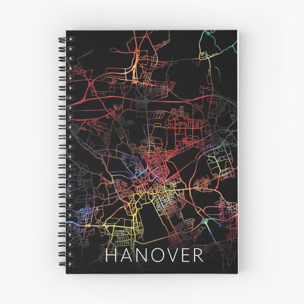 Artikelvorschau, Hanover City Street Map Dunkler Modus entworfen und verkauft von map-lover.