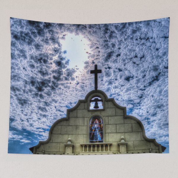 Item preview, Beautiful clouds with sun shining on Church designed and sold by Steven Kight.