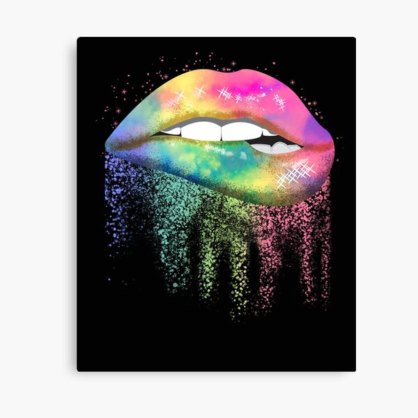 rainbow glitter lips