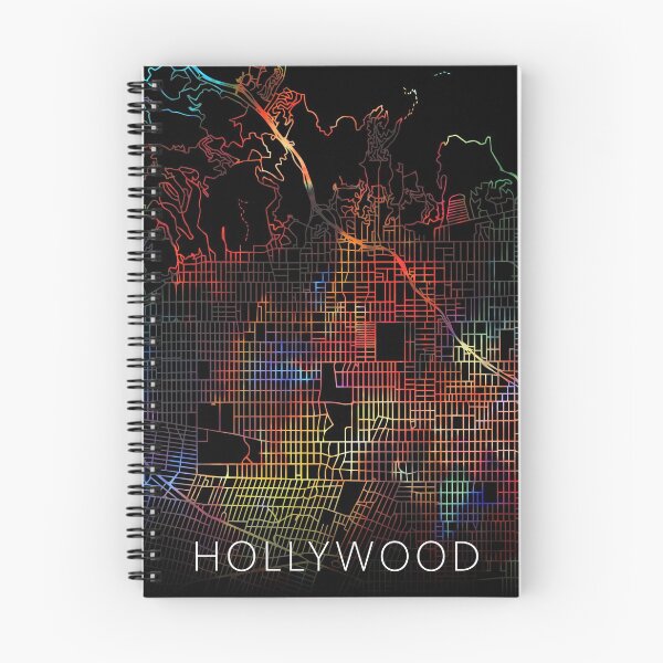 Artikelvorschau, Hollywood City Street Map Dunkler Modus entworfen und verkauft von map-lover.
