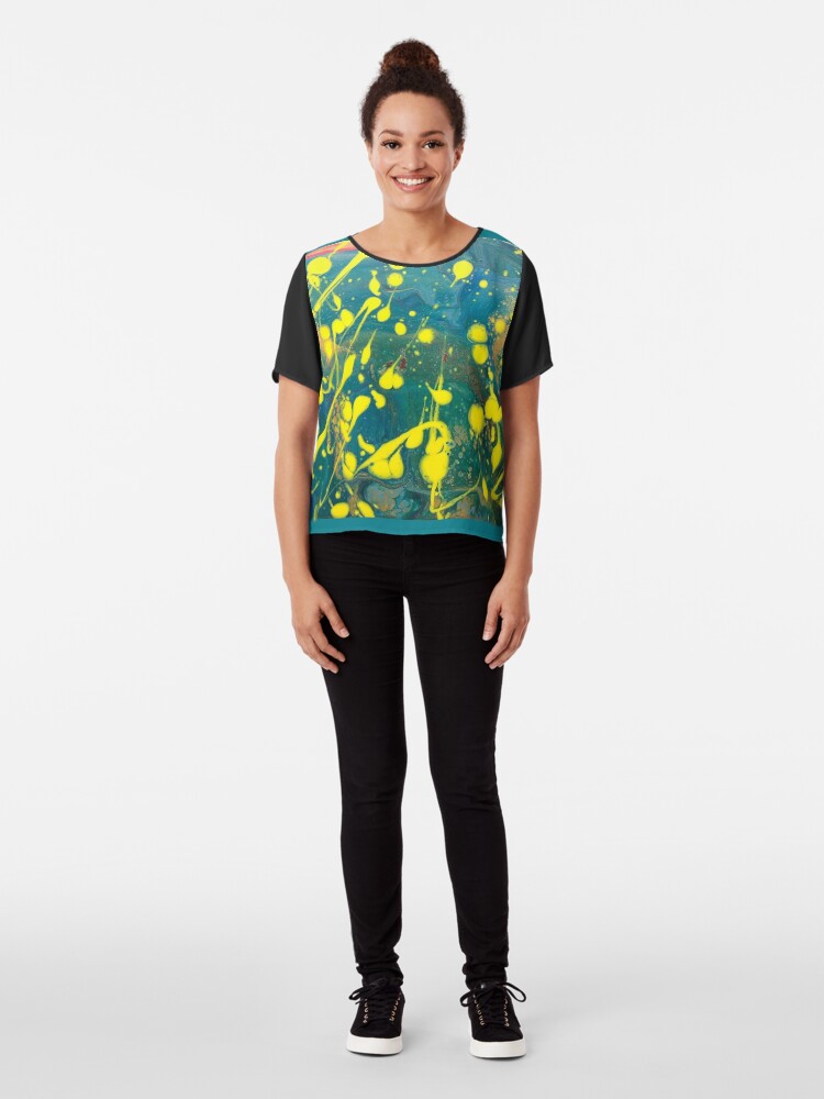 Alternate view of Abstract Painting-"Lemon Drops"-abstract art-abstracts Chiffon Top