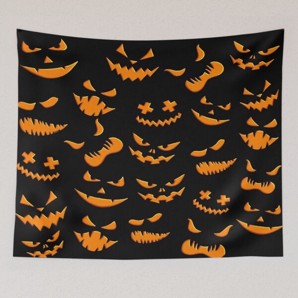 Item preview, Halloween pumpkin faces pattern designed and sold by MLD112.