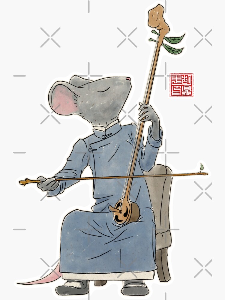 Mouse Playing Acorn Erhu by DingHuArt
