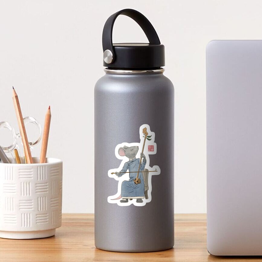 Mouse Playing Acorn Erhu Sticker