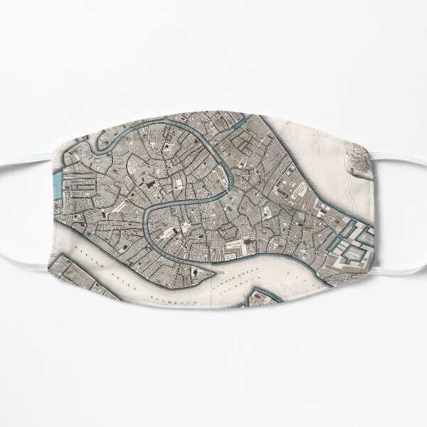 1838 Vintage Map of Venice, Italy Flat Mask