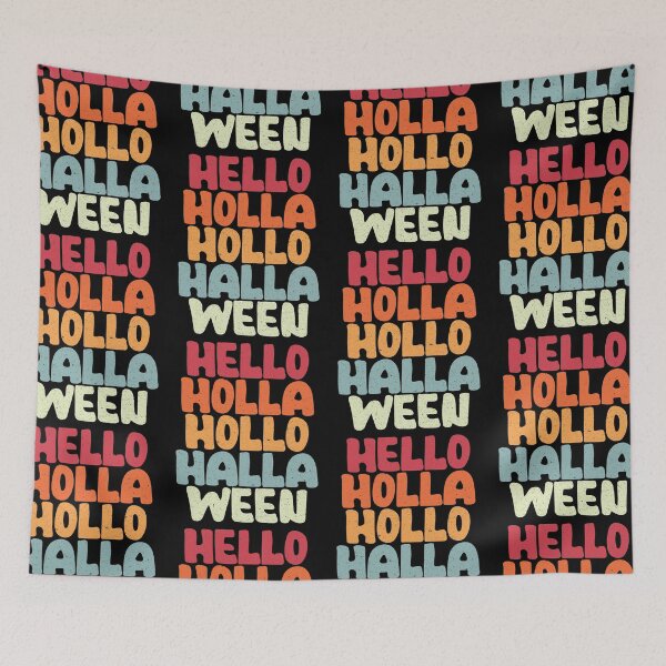 Item preview, Hello Holla Hollo Halla Ween Cute Halloween Vintage Style designed and sold by GravitiTees.