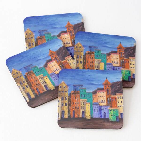 Item preview, Colourful Houses at Twilight designed and sold by vireland.