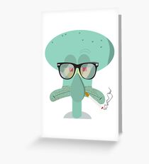 Hipster Squidward Greeting Card