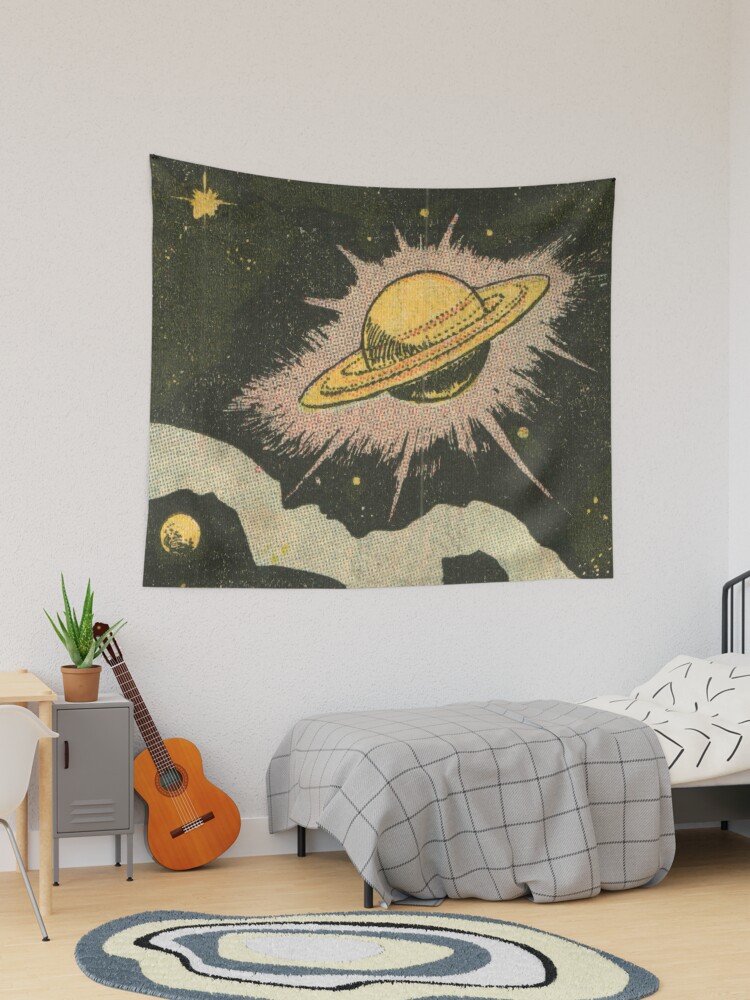 Thumbnail 1 of 3, Tapestry, Saturn and Stars - Vintage Comic Anime designed and sold by elevens.