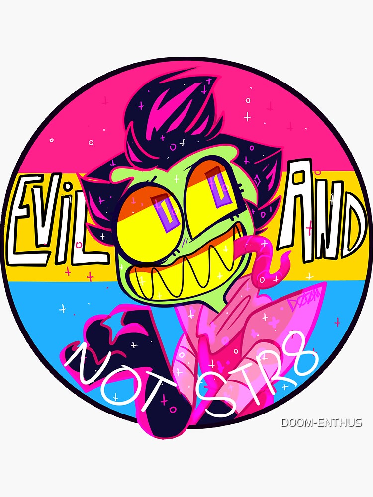 "Evil and not str8 Pan pride icon" Sticker for Sale by D00MENTHUS Redbubble