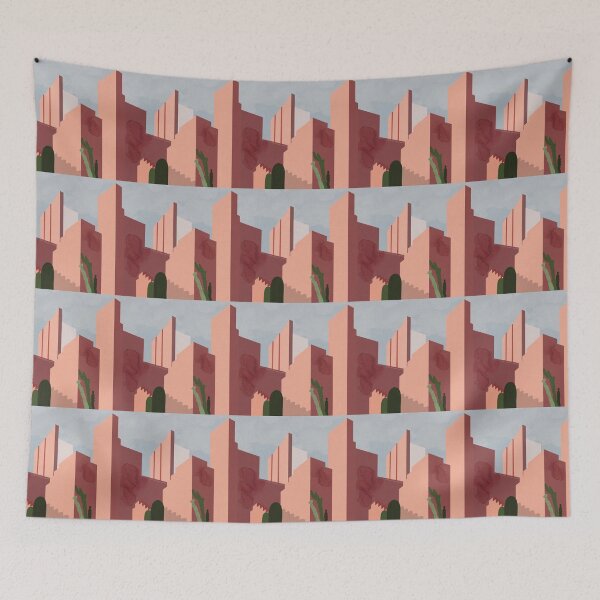 Item preview, La Muralla Roja Architecture pink designed and sold by thedeepsight.