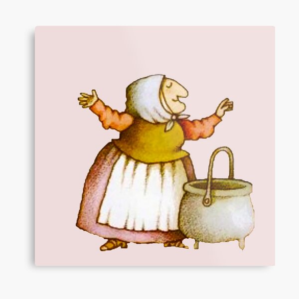 Strega Nona with Pasta Pot Metal Print