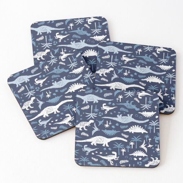 Item preview, Vector Blue Monochrome Dinosaur Pen Sketch Repeat Pattern for Kids designed and sold by jamiesoondesign.