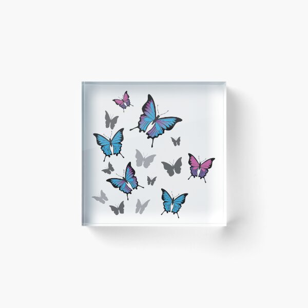 Artikelvorschau, Trendy Pink, Lila, Blau und Grau Schmetterling Illustration entworfen und verkauft von CJAura by Claire Jane Johnson.