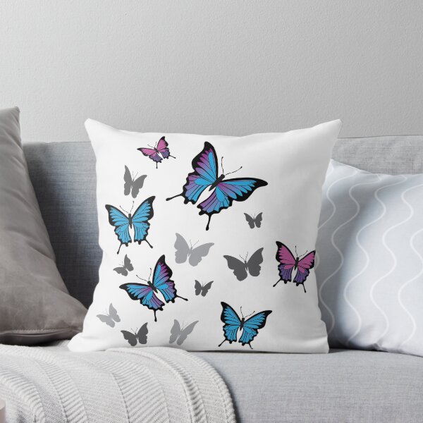 Artikelvorschau, Trendy Pink, Lila, Blau und Grau Schmetterling Illustration entworfen und verkauft von CJAura by Claire Jane Johnson.
