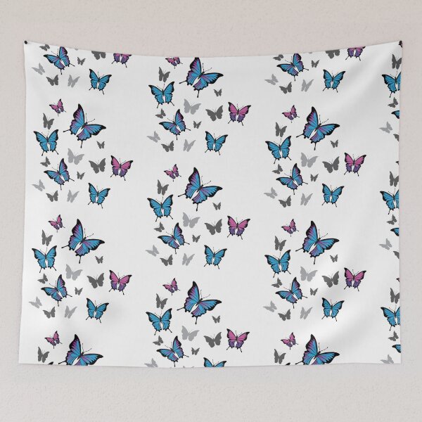 Artikelvorschau, Trendy Pink, Lila, Blau und Grau Schmetterling Illustration entworfen und verkauft von CJAura by Claire Jane Johnson.