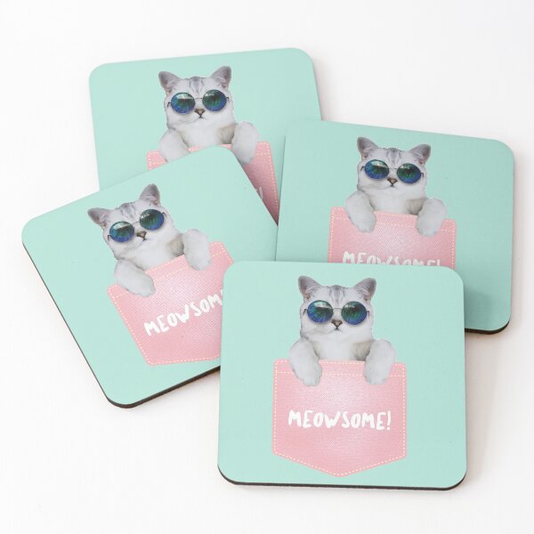 Item preview, Meowsome Cute lovely awesome cat in pink Pocket designed and sold by ShirtzTonight.