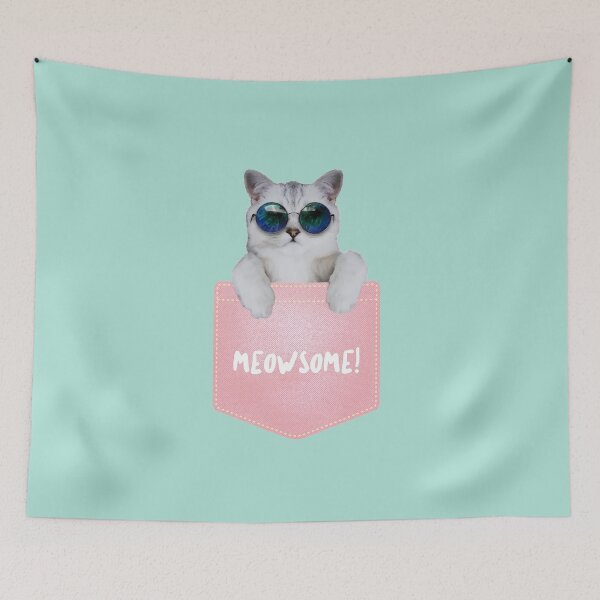 Item preview, Meowsome Cute lovely awesome cat in pink Pocket designed and sold by ShirtzTonight.