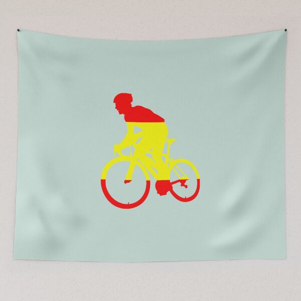 Item preview, Cyclist Climbing Spanish Flag designed and sold by RabeDesigns.
