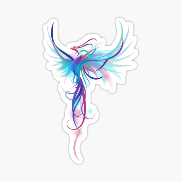 Fantastic Blue-Pink Phoenix Sticker