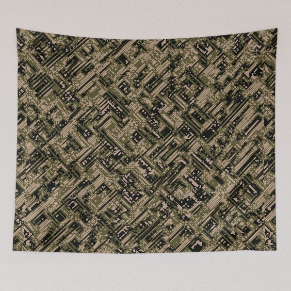 Item preview, Military Camouflage Distorted Lines Patterns in Green, Beige and Black designed and sold by ShopieHome.