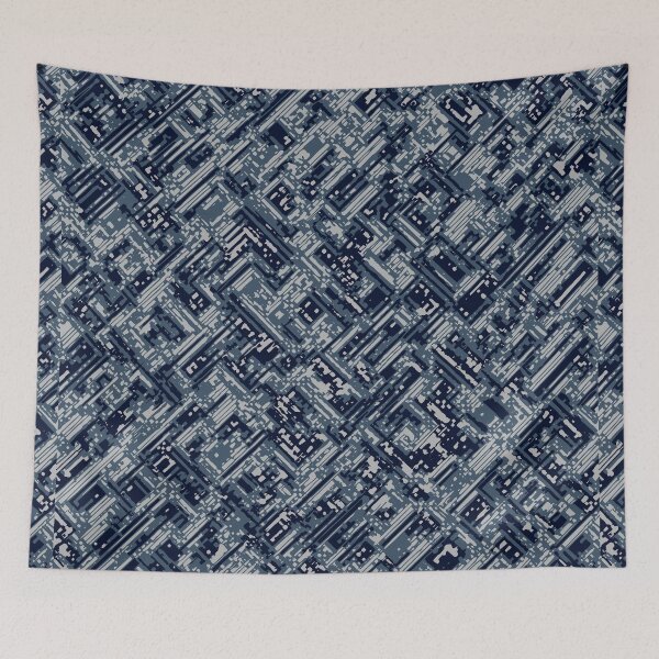 Item preview, Winter Camouflage Distorted Lines Patterns in Blue Shades designed and sold by ShopieHome.