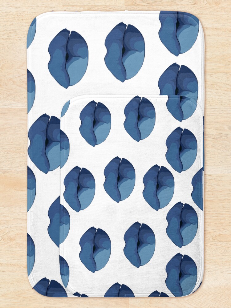 Thumbnail 5 of 6, Bath Mat, Blue lips designed and sold by redgoch.
