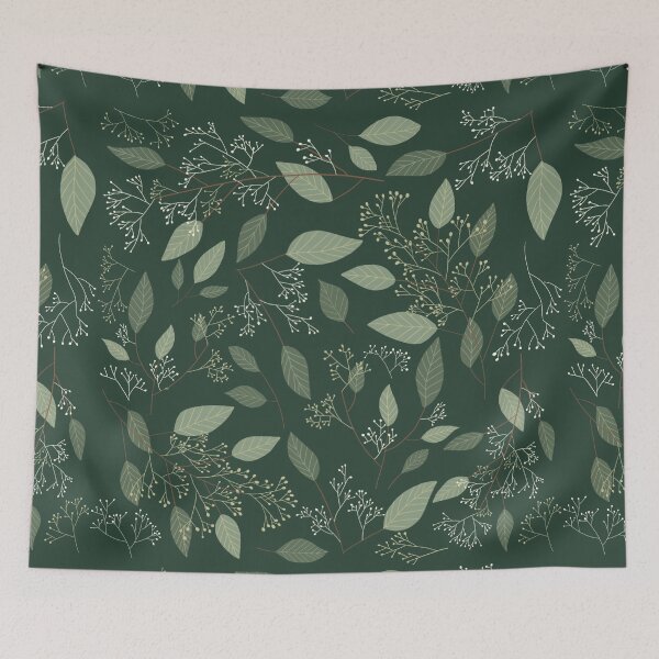 Item preview, Eucalyptus Dark Green Floral Aesthetic Pattern designed and sold by champagnemoment.