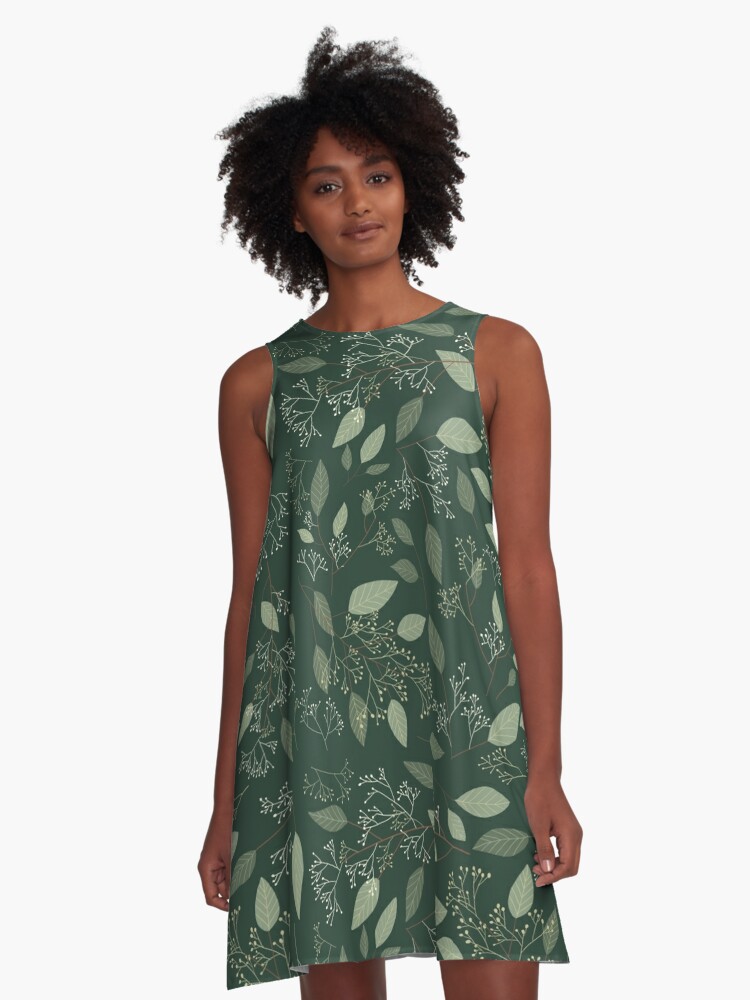 Eucalyptus Dark Green Floral Aesthetic Pattern\