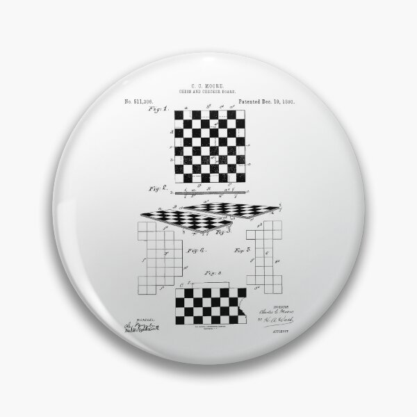 Item preview, Chess and checker board 1893 patent designed and sold by InkedArtPrints.