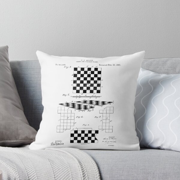 Item preview, Chess and checker board 1893 patent designed and sold by InkedArtPrints.