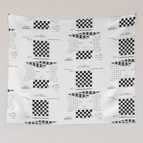 Item preview, Chess and checker board 1893 patent designed and sold by InkedArtPrints.
