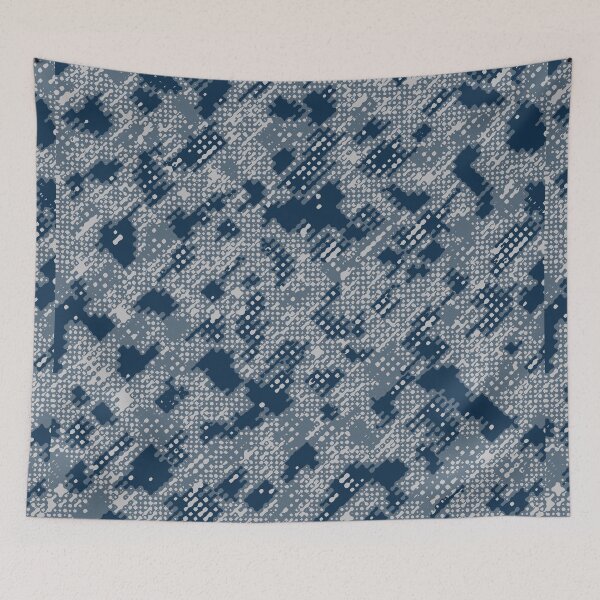 Item preview, Winter Camouflage Dots Sketch Patterns in Blue Shades designed and sold by ShopieHome.