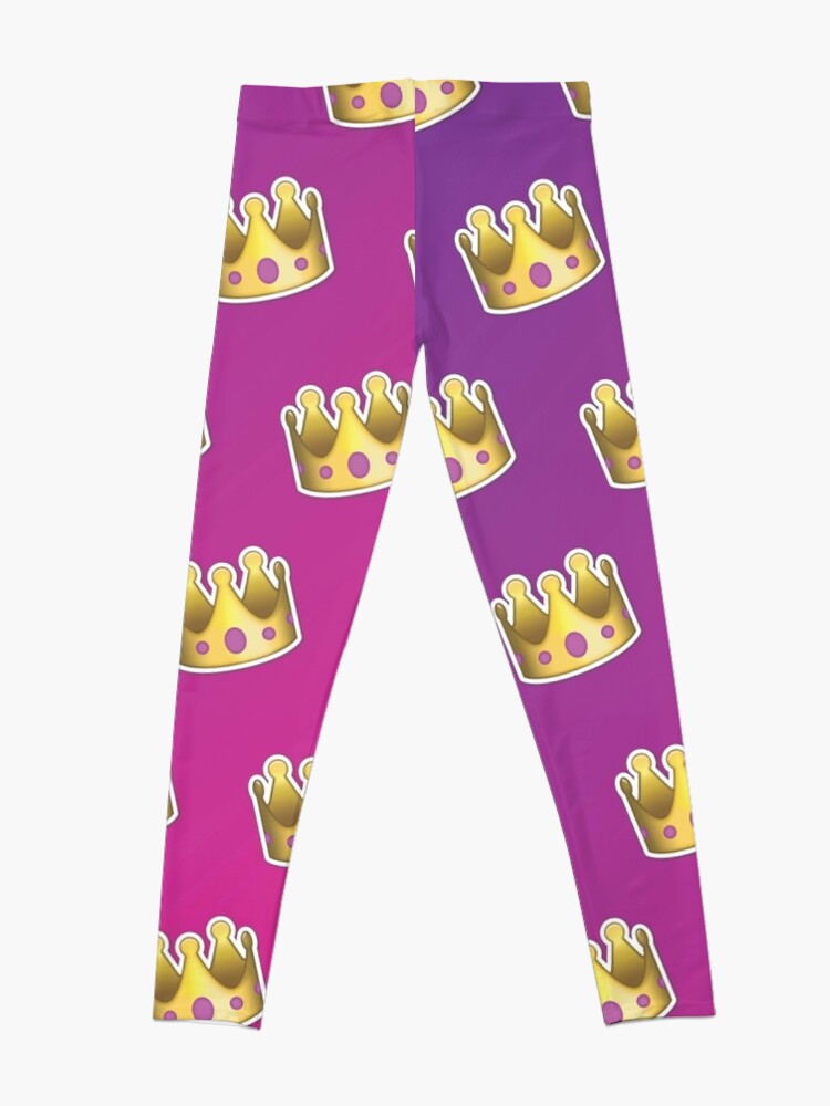 Alternate view of Crown Emoji Pattern Pink and Purple Leggings