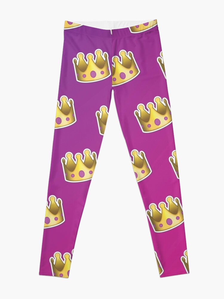 Thumbnail 3 of 5, Leggings, Crown Emoji Pattern Pink and Purple designed and sold by Lucy Lier.