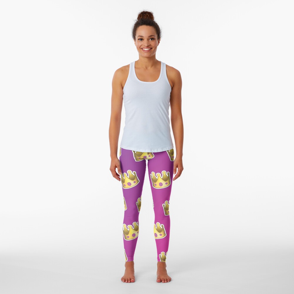 Crown Emoji Pattern Pink and Purple Leggings