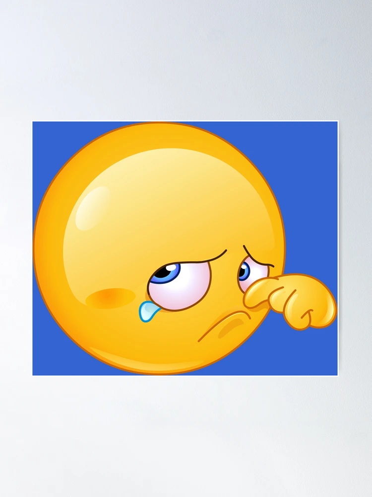 Yellow Funny Emoji Wine Anxiety Sad Poster for Sale by myzpooh