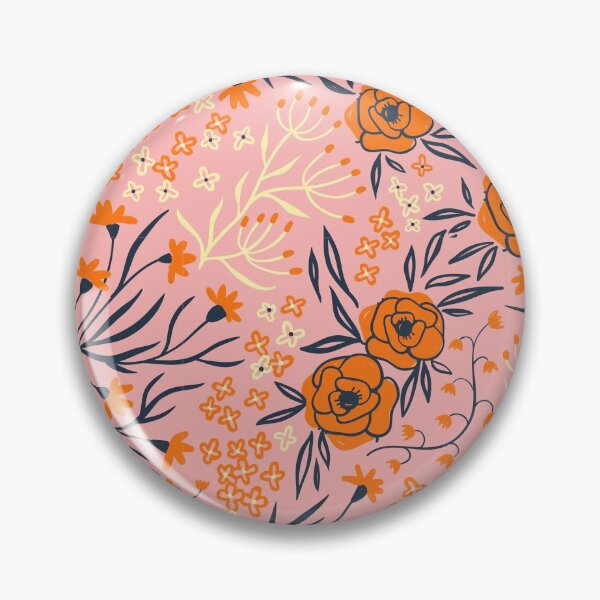 Item preview, Pink and orange flower pattern  designed and sold by AllPrintsAndArt.