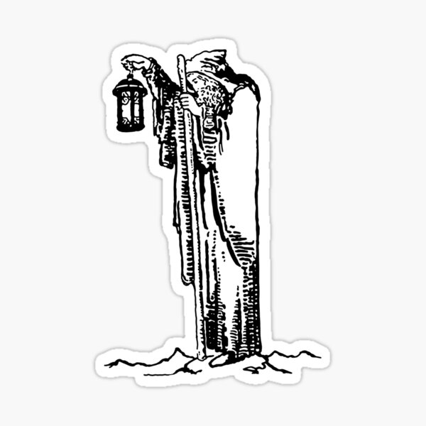 The Hermit - Line Drawing - Tarot Sticker