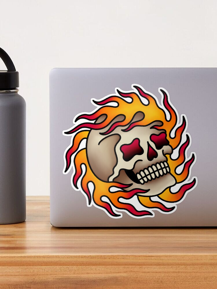 2 Stickers Flaming Tuning Skull - Art Déco Stickers